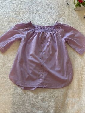 Velvet Heart Lilac lavender 100% Cotton Smocked Off-Shoulder Blouse